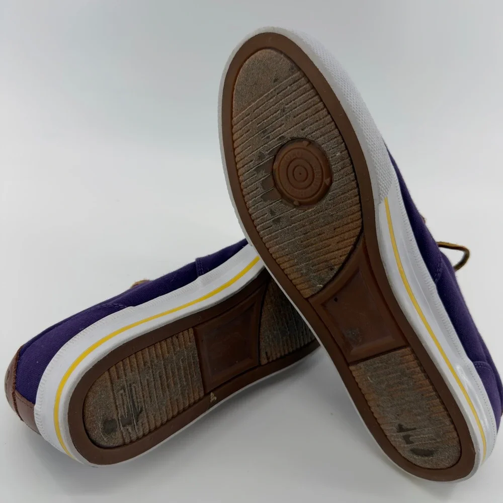 Polo Ralph Lauren Vaughn Mens 11D Purple Canvas Leather Sneakers Low Top Shoes